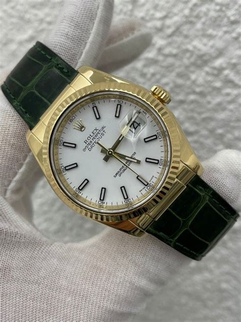 cinturino pelle verde rolex|Orologio Rolex 1908 in platino .